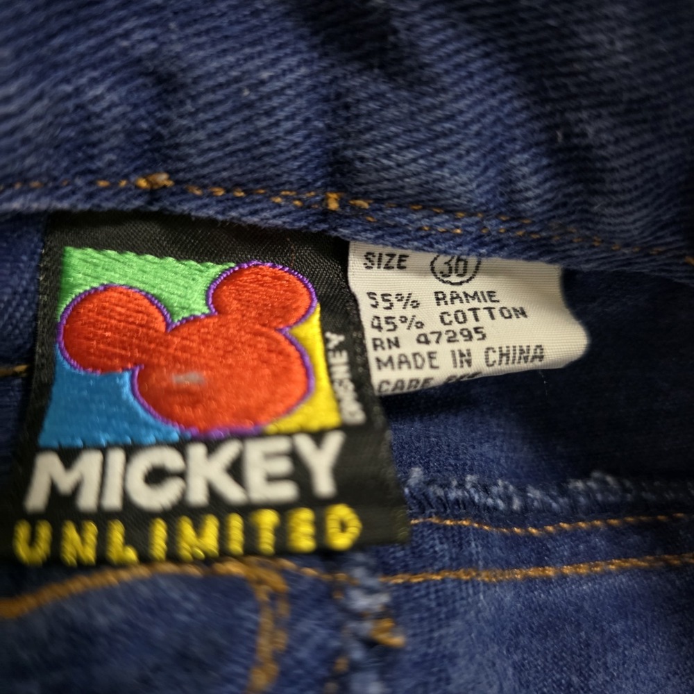 Mickey Unlimited Mens Size 36 Mickey Mouse Blue Denim Shorts Disney Vintage 90s - Picture 4 of 8